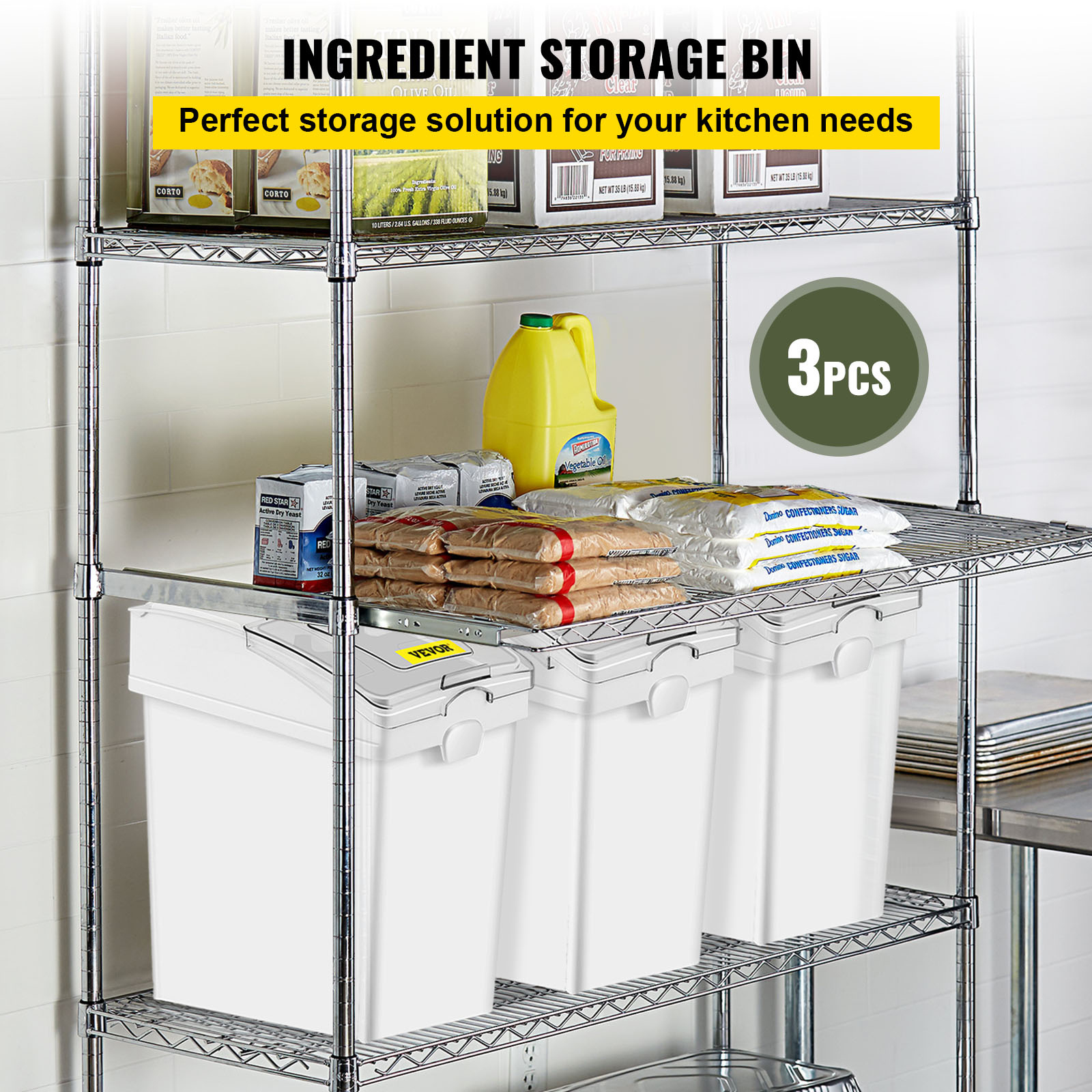 VEVOR Ingredient Bin, 5.2 Gall - Food Storage On Wheels のレビューと価格