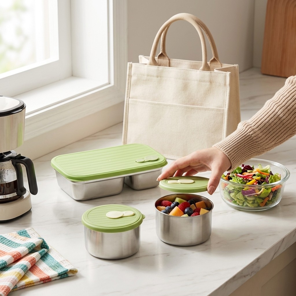 Microwave Safe 304 Stainless S - Food Storage Jar Set のレビューと価格