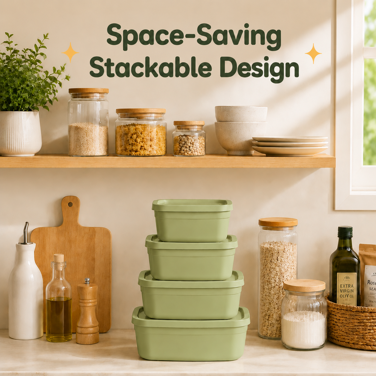 4Pcs Stackable Food Storage Co - Food Storage Meal Prep のレビューと価格