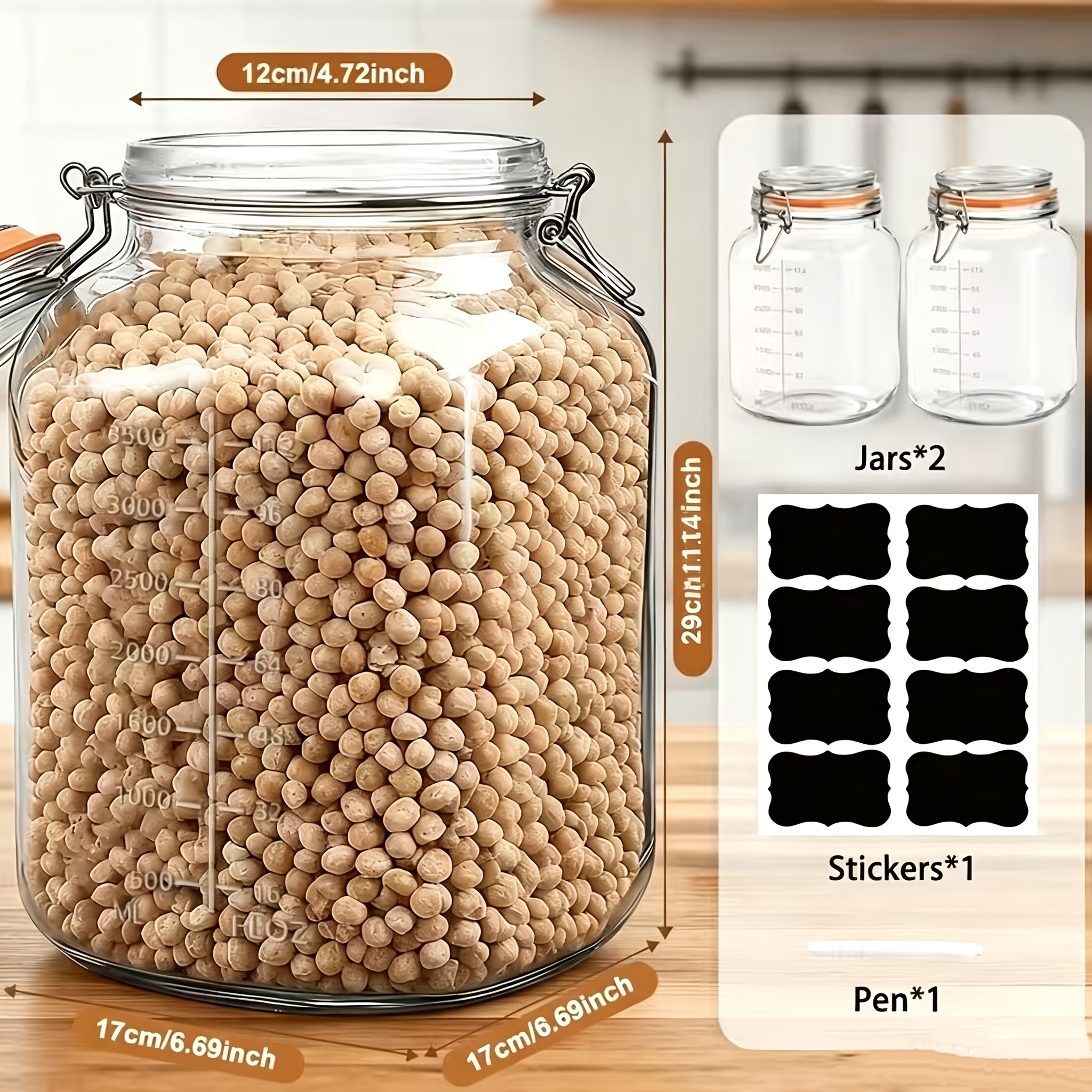 2-Pack 1-Gallon Wide-Mouth Gla - Food Storage Without Pantry のレビューと価格