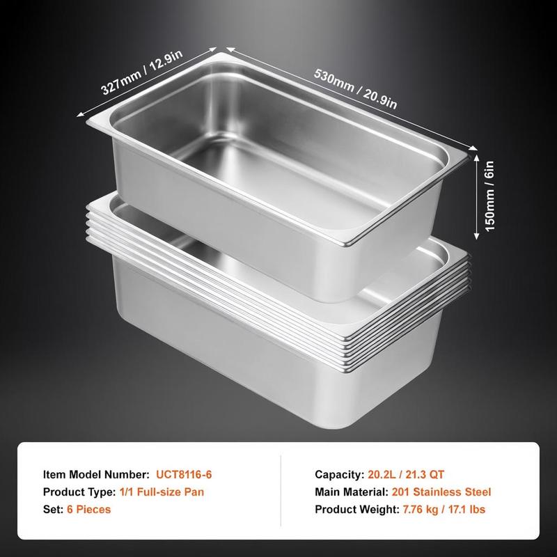 6 Pack Buffet Trays Full Size  - Food Storage For Restaurant のレビューと価格
