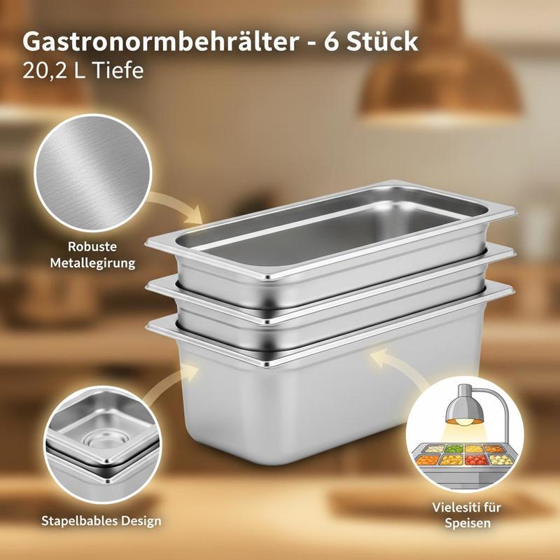 6 Pack Buffet Trays Full Size  - Food Storage For Restaurant のレビューと価格