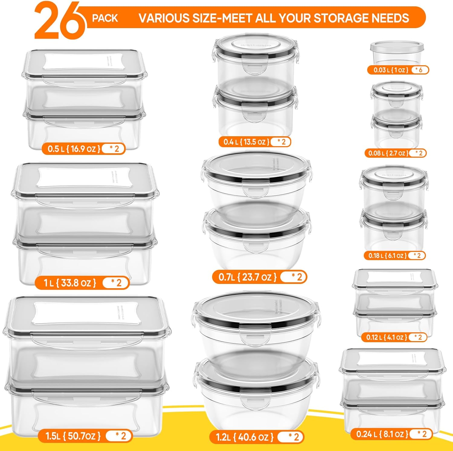 52 PCS Food Storage Containers - Food Storage Meal Prep のレビューと価格
